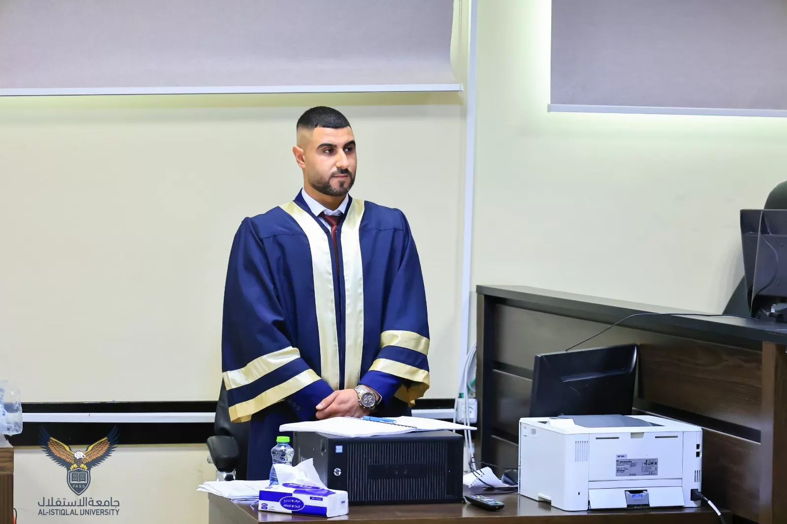 مناقشة رسالة ماجستير حول التحقيق الجنائي الابتدائي عن بعد باستخدام الوسائل الإلكترونية